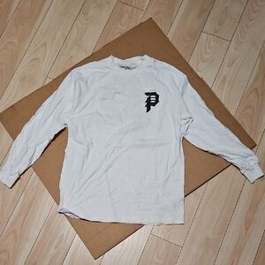 White Long Sleeve Shirt with Black Logo